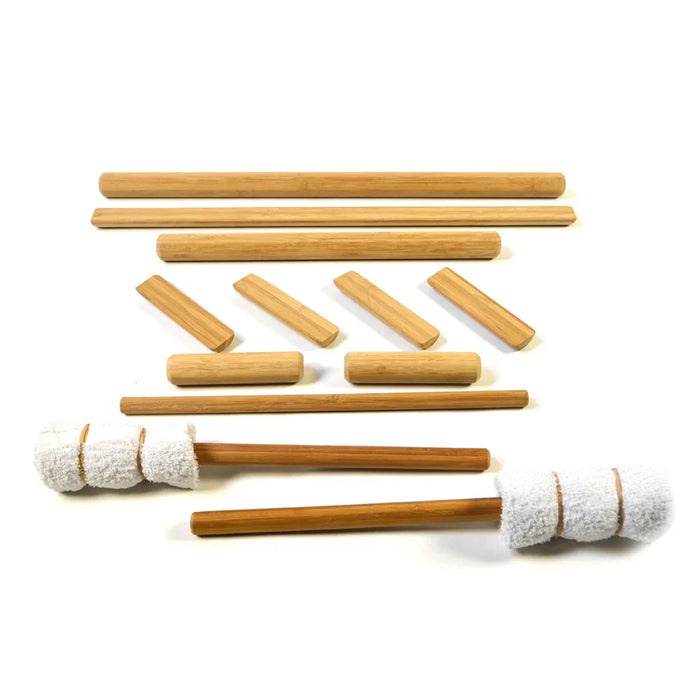 Vulsini Deluxe Bamboo Massage Bundle - komplet sæt til varm bambusmassage med 12 bambuspinde