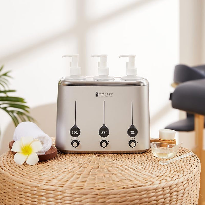 Massageolievarmer med 3 flasker – Spa og professionel brug