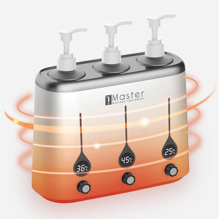 Massageolievarmer med 3 flasker – Spa og professionel brug