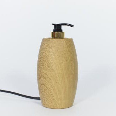 Oval Olievarmer inkl. flaske i træ-look